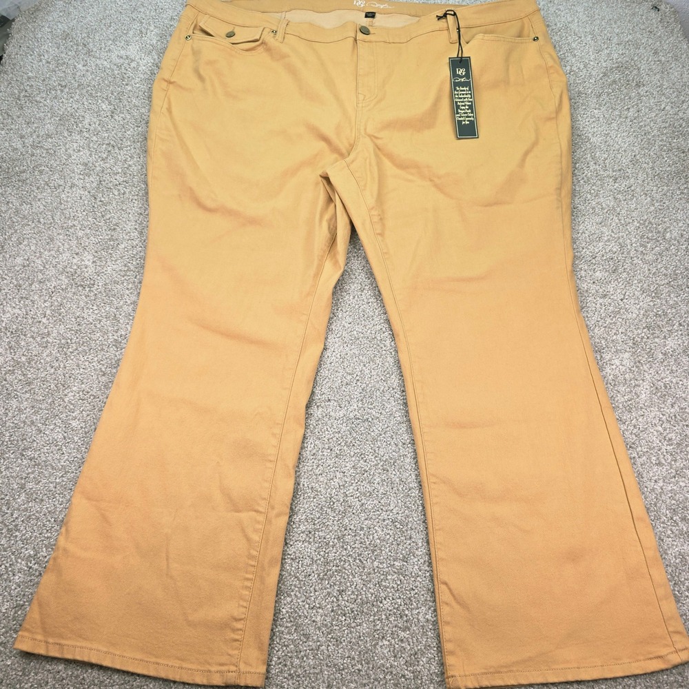 Diane Gilman DG2 Mustard Yellow Stretch Twill Bootcut Pants Plus Size 28W NEW